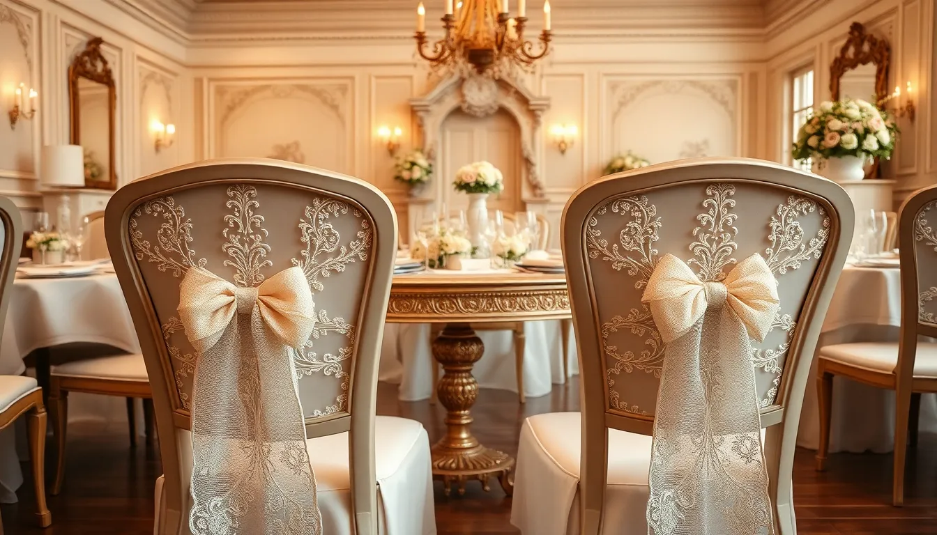 50 Stunning Chair Sash Ideas for Wedding Receptions That'll Wow Your Guests 4 50 Stunning Chair Sash Ideas for Wedding Receptions That'll Wow Your Guests 3