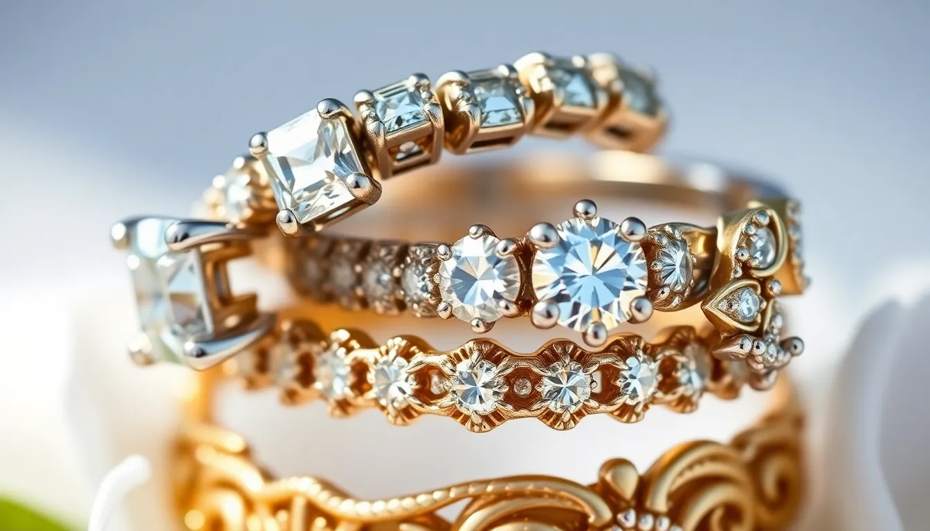 25 Stunning Wedding Ring Stack Ideas to Create Your Perfect Bridal Set 4 25 Stunning Wedding Ring Stack Ideas to Create Your Perfect Bridal Set 3