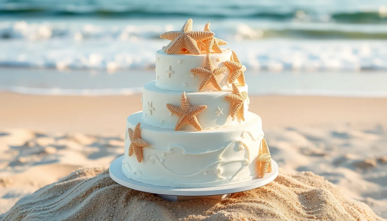 25 Stunning Beach Wedding Cake Ideas That Will Make Your Seaside Celebration Unforgettable 8 25 Stunning Beach Wedding Cake Ideas That Will Make Your Seaside Celebration Unforgettable 7