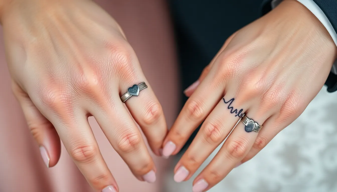 50+ Wedding Band Tattoo Ideas: From Minimalist to Creative Designs for Couples 8 50+ Wedding Band Tattoo Ideas: From Minimalist to Creative Designs for Couples 7