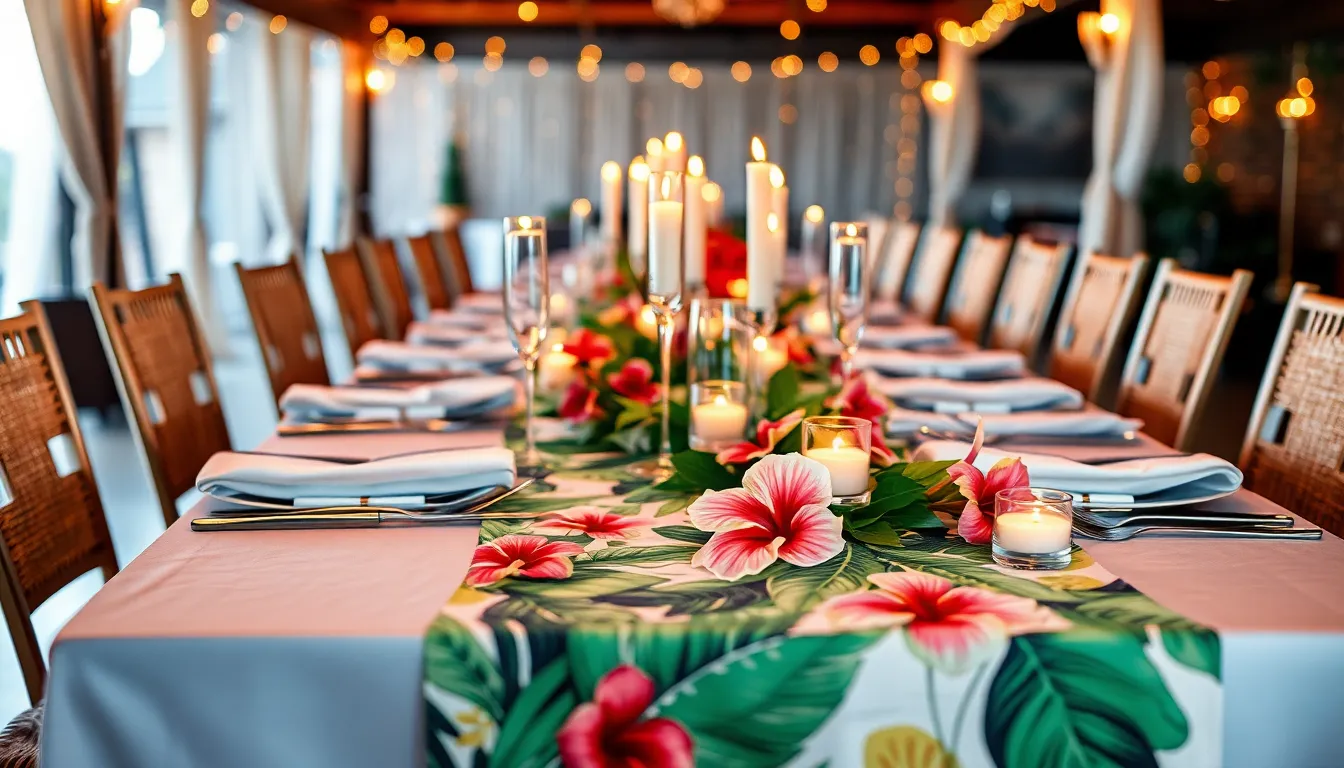 25 Stunning Wedding Table Runner Ideas That Will Transform Your Reception Tables 8 25 Stunning Wedding Table Runner Ideas That Will Transform Your Reception Tables 7