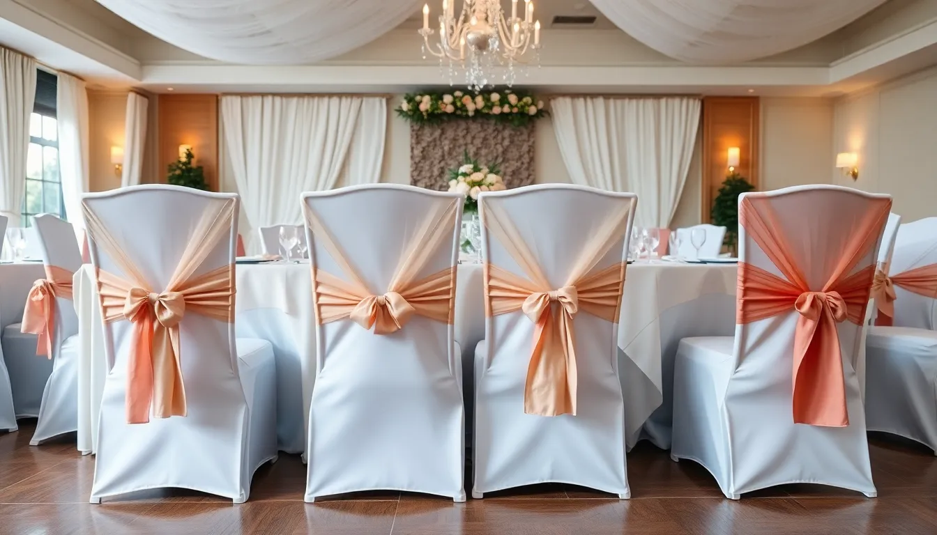 50 Stunning Chair Sash Ideas for Wedding Receptions That'll Wow Your Guests 10 50 Stunning Chair Sash Ideas for Wedding Receptions That'll Wow Your Guests 9