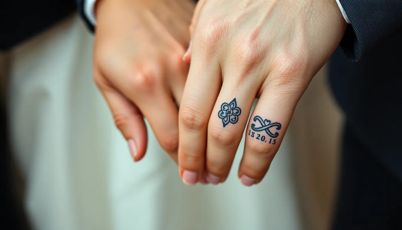 50+ Wedding Band Tattoo Ideas: From Minimalist to Creative Designs for Couples 10 50+ Wedding Band Tattoo Ideas: From Minimalist to Creative Designs for Couples 9