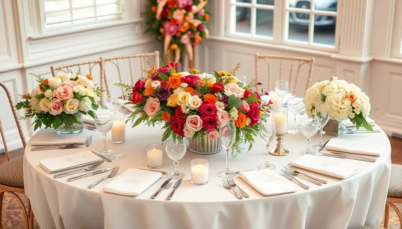 50+ Stunning Round Table Setting Ideas for Your Dream Wedding Reception 14 50+ Stunning Round Table Setting Ideas for Your Dream Wedding Reception 13