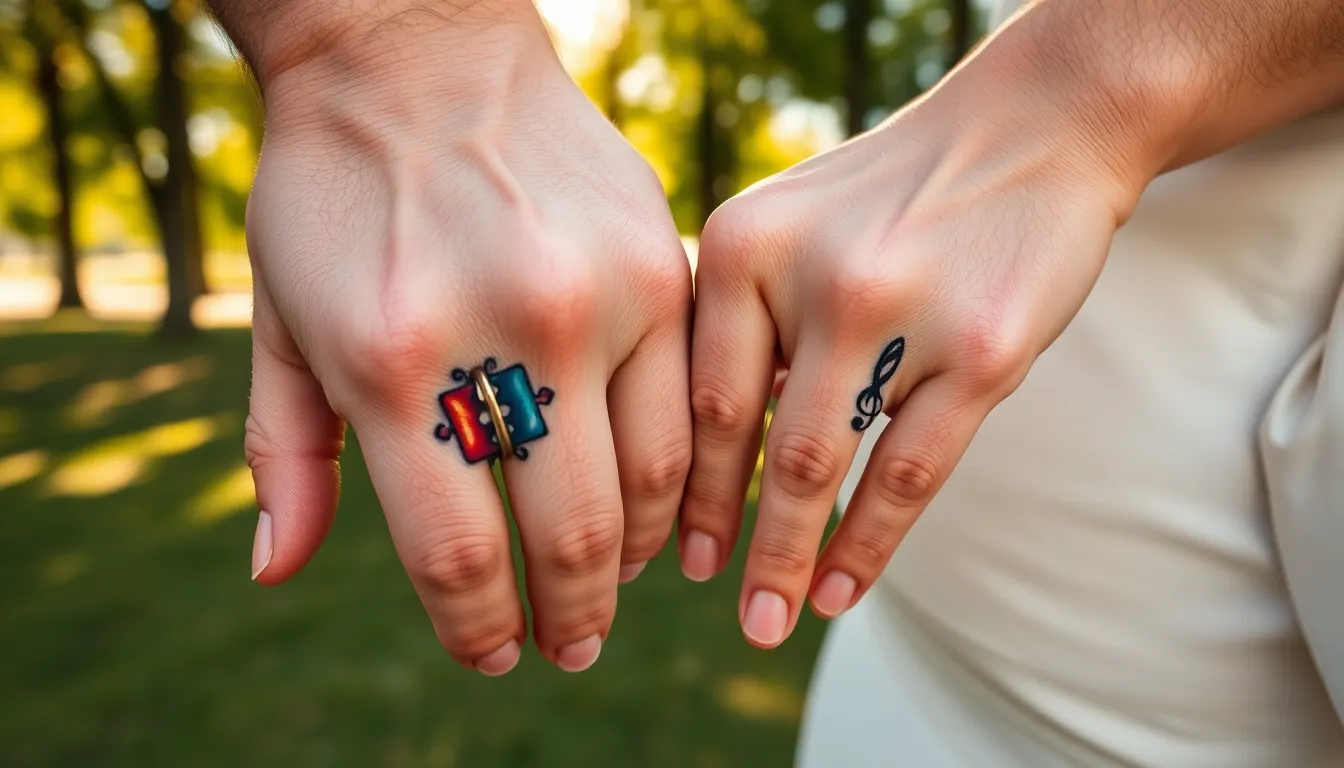 50+ Wedding Band Tattoo Ideas: From Minimalist to Creative Designs for Couples 14 50+ Wedding Band Tattoo Ideas: From Minimalist to Creative Designs for Couples 13