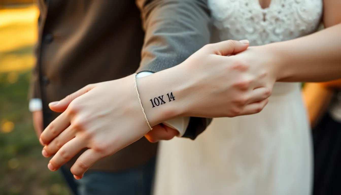 25 Stunning Wedding Date Tattoo Ideas Every Couple Should See 14 25 Stunning Wedding Date Tattoo Ideas Every Couple Should See 13