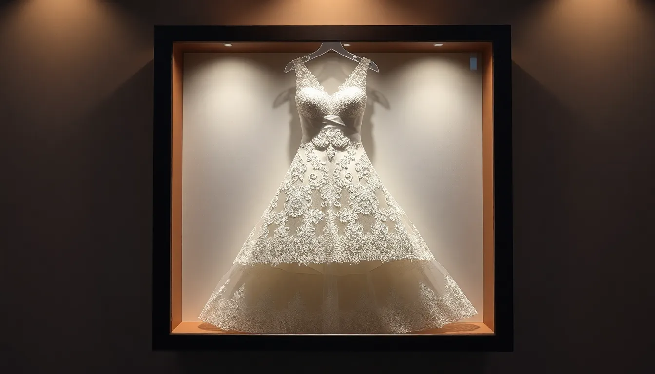25 Stunning Wedding Dress Shadow Box Ideas to Preserve Your Special Day Forever 14 25 Stunning Wedding Dress Shadow Box Ideas to Preserve Your Special Day Forever 13