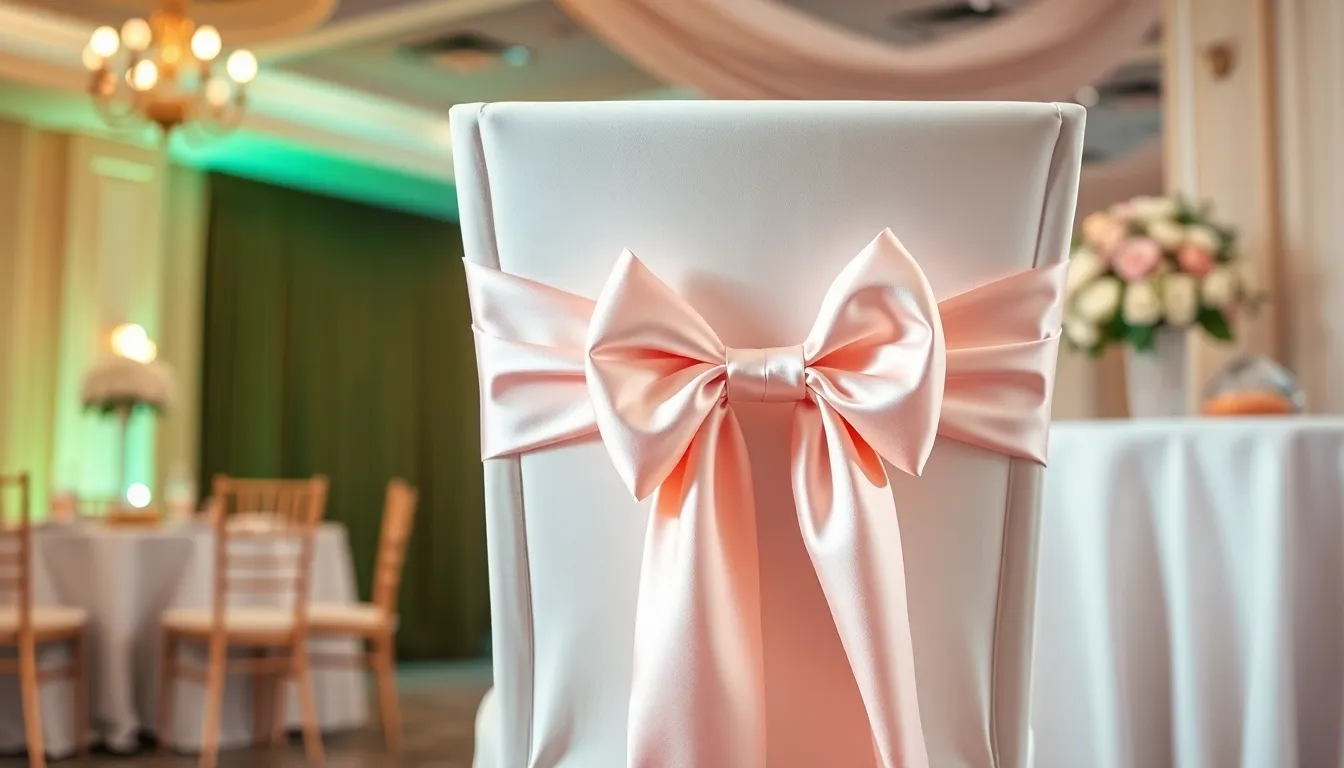 50 Stunning Chair Sash Ideas for Wedding Receptions That'll Wow Your Guests 16 50 Stunning Chair Sash Ideas for Wedding Receptions That'll Wow Your Guests 15