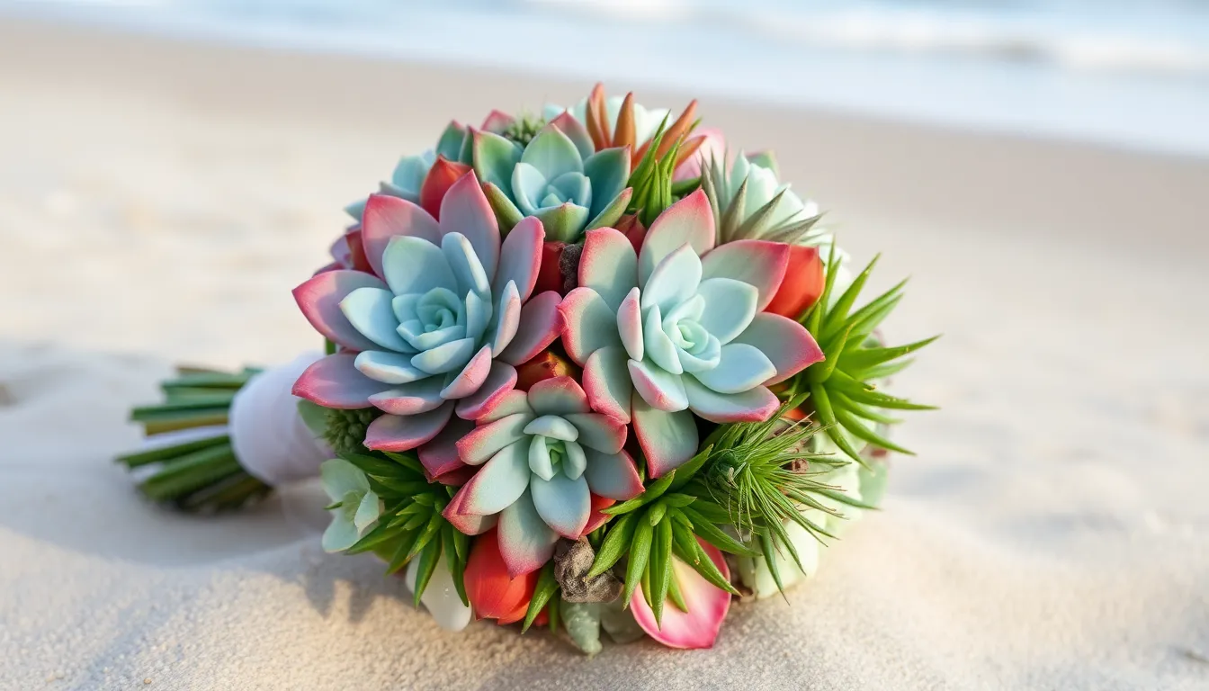 25 Stunning Beach Wedding Bouquet Ideas That Won't Blow Away in Ocean Breeze 2 25 Stunning Beach Wedding Bouquet Ideas That Won't Blow Away in Ocean Breeze 1