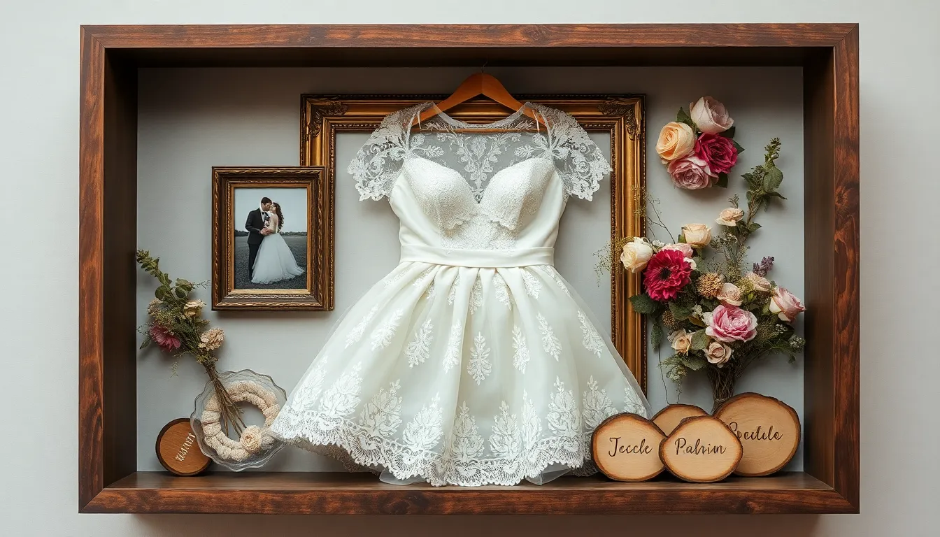 25 Stunning Wedding Dress Shadow Box Ideas to Preserve Your Special Day Forever 2 25 Stunning Wedding Dress Shadow Box Ideas to Preserve Your Special Day Forever 1