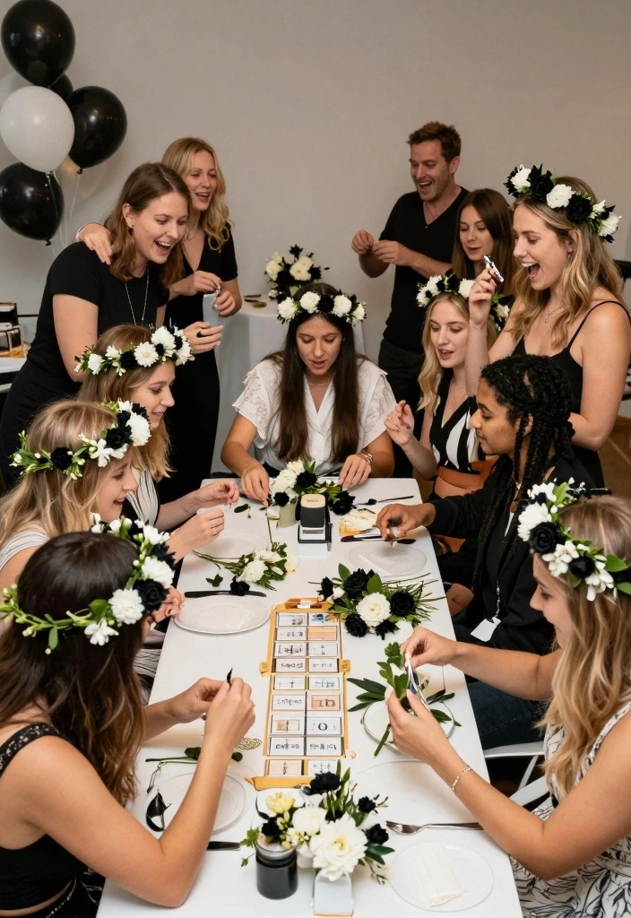 10 Black and White Bridal Shower Ideas with Modern Elegance - 10. Fun Activities and Games 1