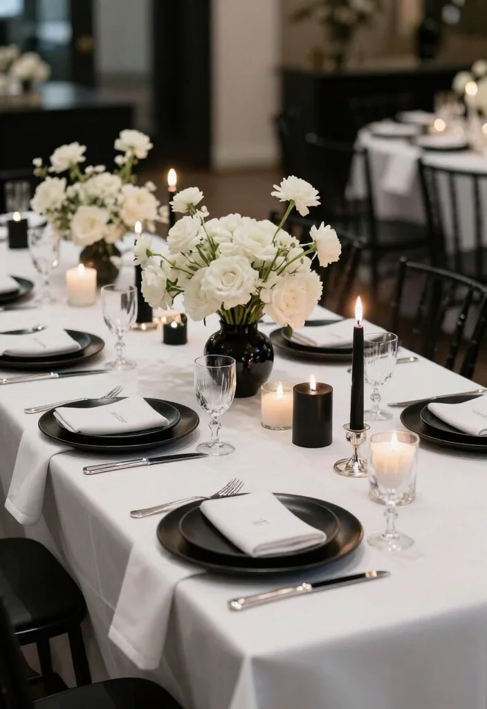 10 Black and White Bridal Shower Ideas with Modern Elegance - 2. Elegant Table Settings 1