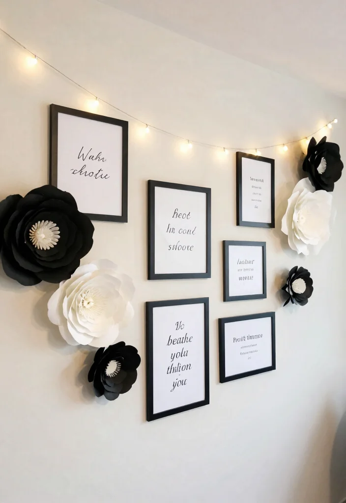 10 Black and White Bridal Shower Ideas with Modern Elegance - 7. Minimalist Wall Decor 1