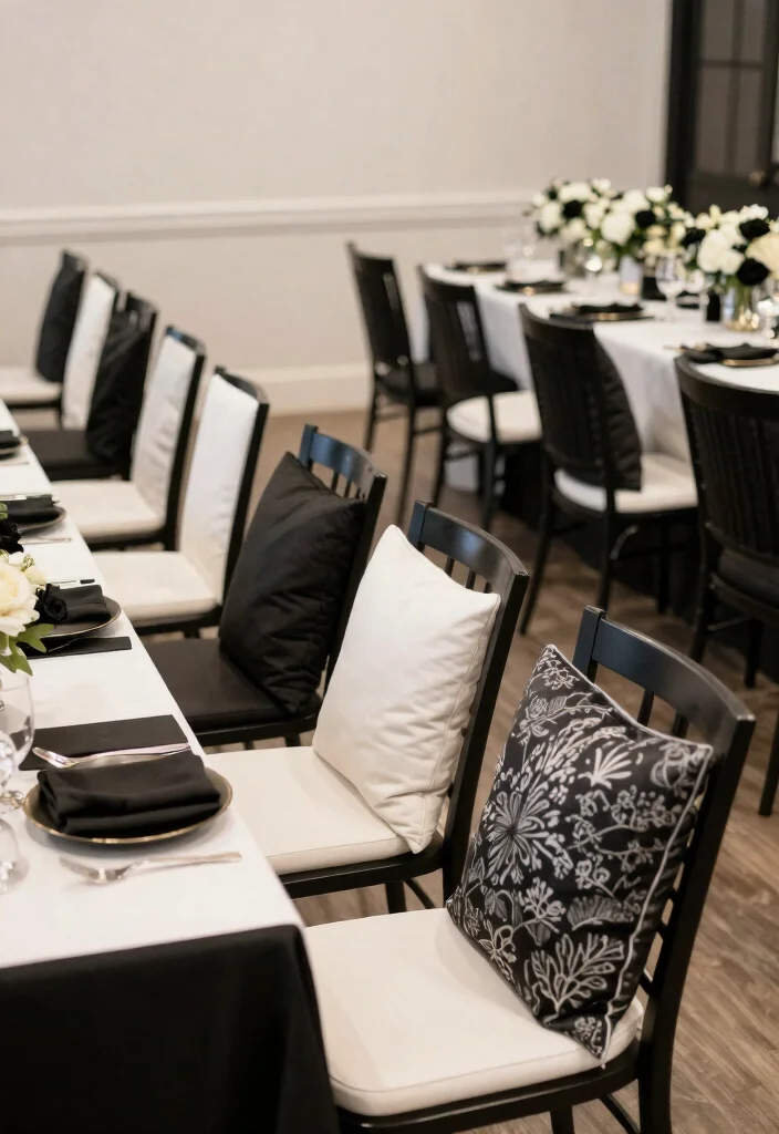 10 Black and White Bridal Shower Ideas with Modern Elegance - 9. Creative Seating Arrangements 1