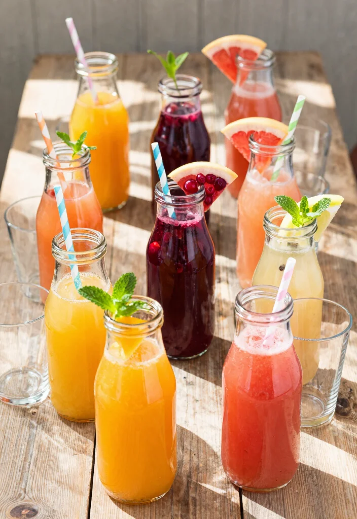10 Bridal Shower Mimosa Bar Ideas Guests Will Love - 1. Organic Juice Selection 1