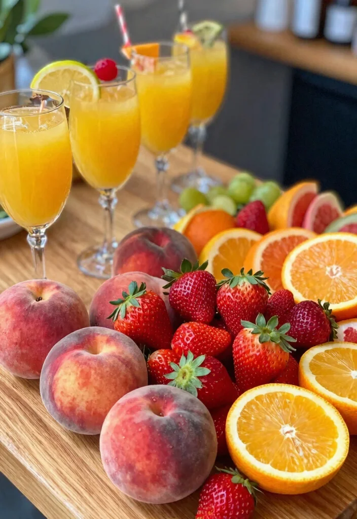 10 Bridal Shower Mimosa Bar Ideas Guests Will Love - 4. Seasonal Fruit Focus 1