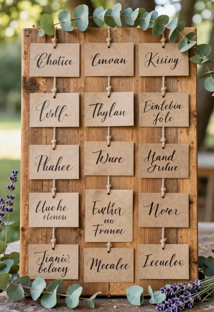 10 Bridal Shower Seating Chart Ideas That Are Clear and Stylish - 1. Rustic Wooden Board 1