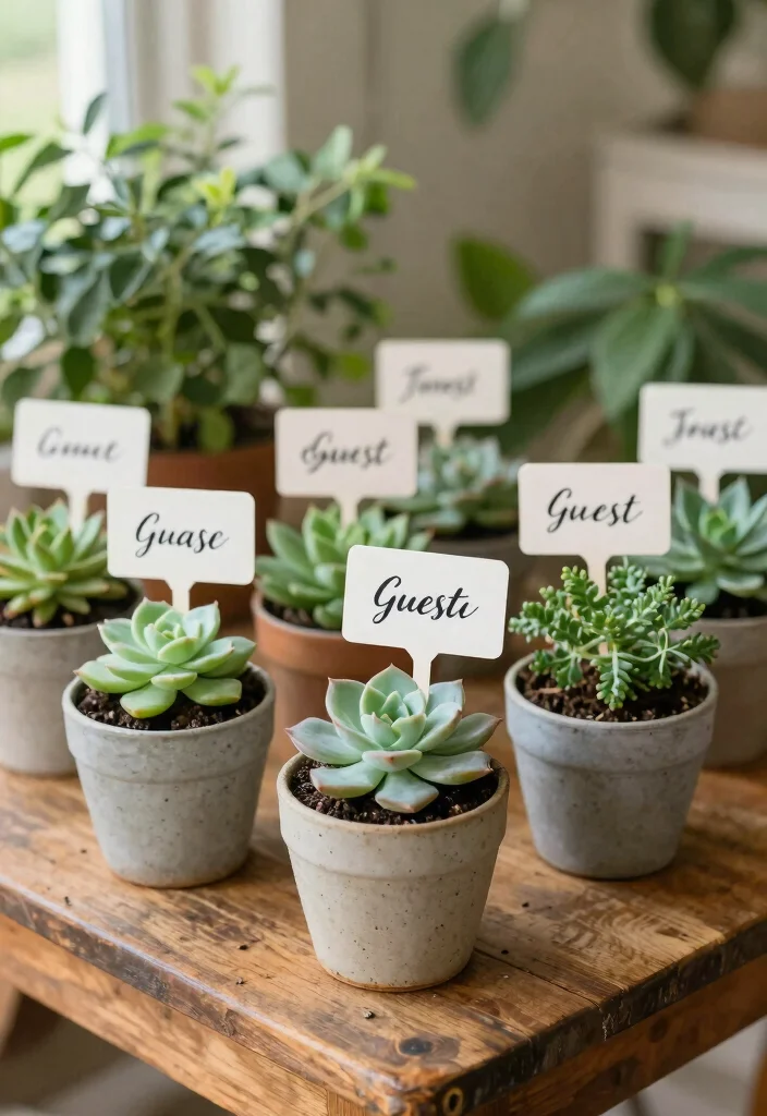 10 Bridal Shower Seating Chart Ideas That Are Clear and Stylish - 2. Potted Plant Seating Chart 1
