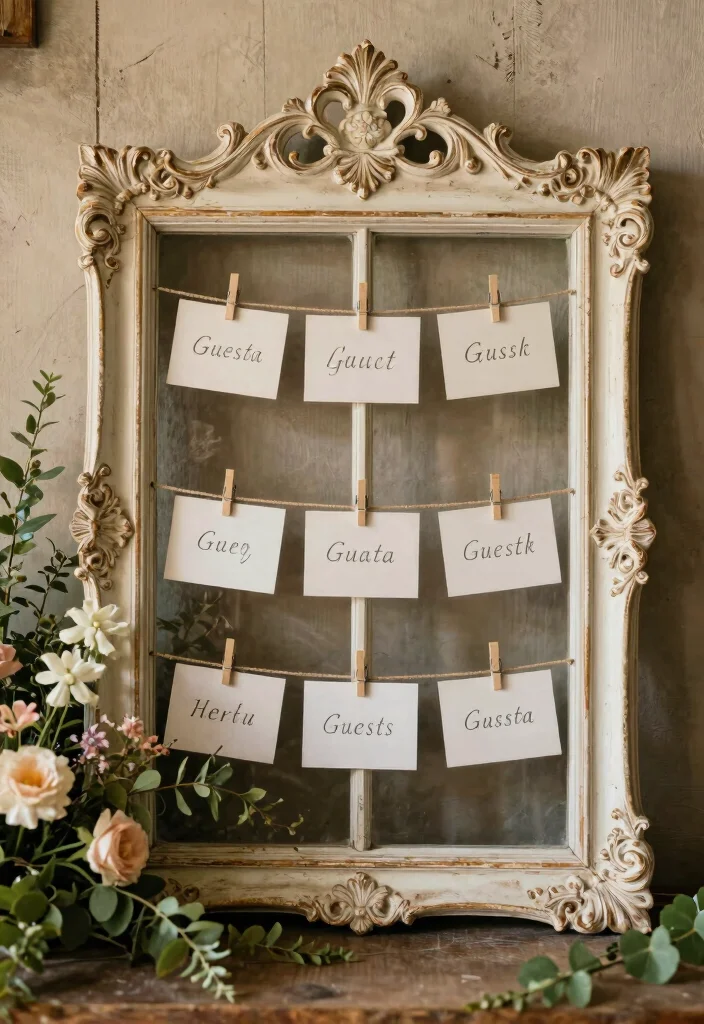 10 Bridal Shower Seating Chart Ideas That Are Clear and Stylish - 4. Recycled Window Frame 1