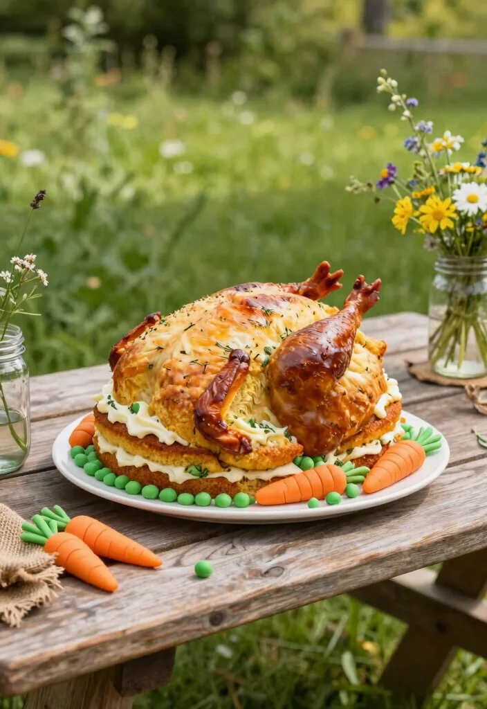 10 Chicken Cake Ideas That Are Fun, Quirky, and Party Worthy for Rustic Outdoor Weddings 12 10 Chicken Cake Ideas That Are Fun, Quirky, and Party Worthy for Rustic Outdoor Weddings - 2. Rustic Roasted Chicken Cake 1