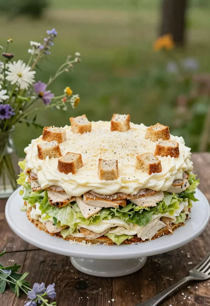 10 Chicken Cake Ideas That Are Fun, Quirky, and Party Worthy for Rustic Outdoor Weddings 67 10 Chicken Cake Ideas That Are Fun, Quirky, and Party Worthy for Rustic Outdoor Weddings - 7. Chicken Caesar Salad Cake 1