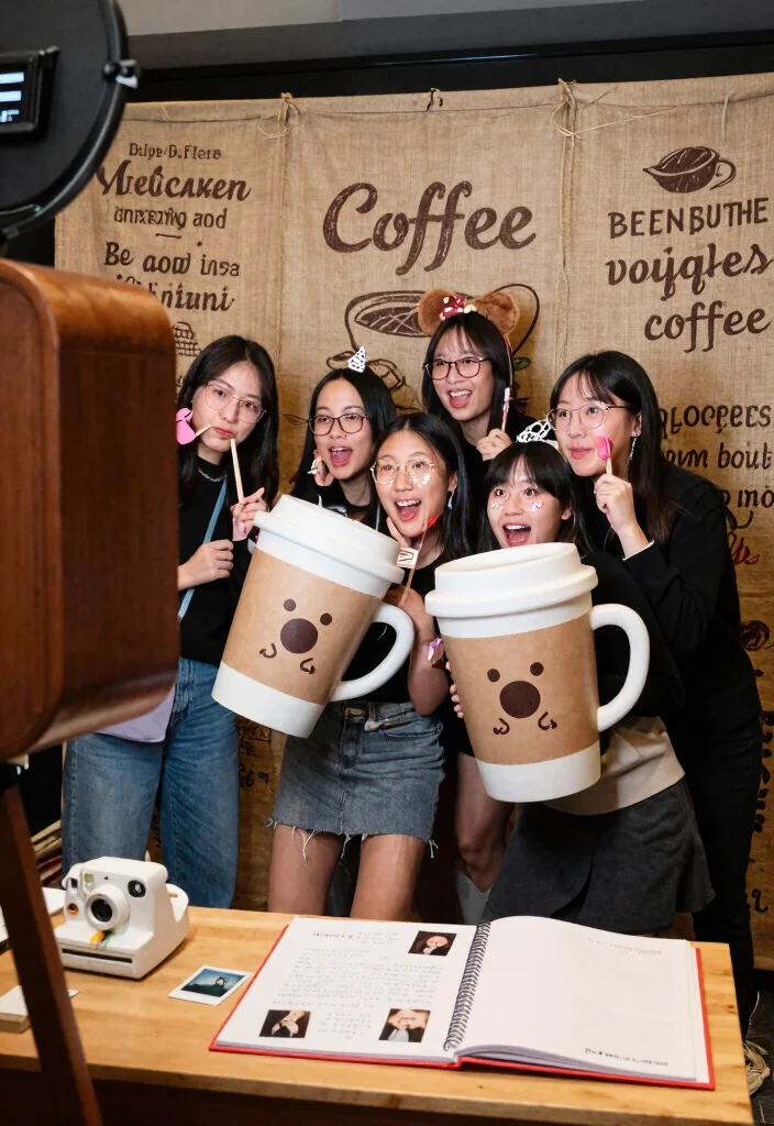 10 Coffee Themed Bridal Shower Ideas for Cozy Gatherings - 10. Celebrate with Coffee-Themed Photo Booth 1