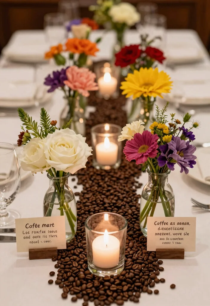 10 Coffee Themed Bridal Shower Ideas for Cozy Gatherings - 7. Coffee Bean Centerpieces 1