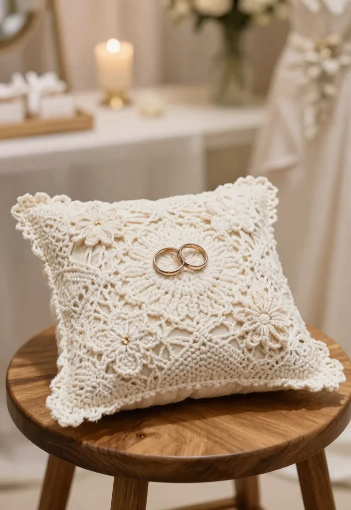 10 Crochet Wedding Gift Ideas That Feel Handmade and Special - 2. Crochet Wedding Ring Pillow 1