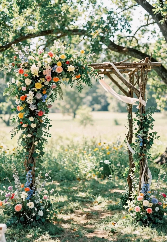10 Dohale Jevan Decoration Ideas with Soft Traditional Details 100 10 Dohale Jevan Decoration Ideas with Soft Traditional Details - 10. Nature-inspired Wedding Arbors 1