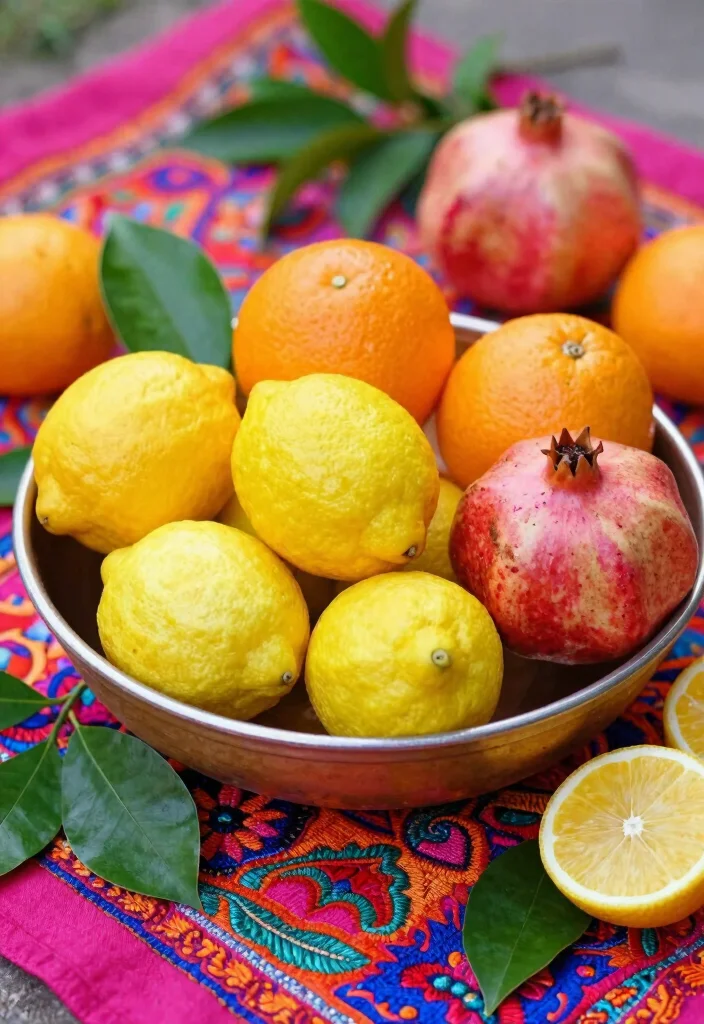 10 Haldi Bowl Decoration Ideas Using Flowers and Bright Colors - 4. Colorful Fruits as Decor 1