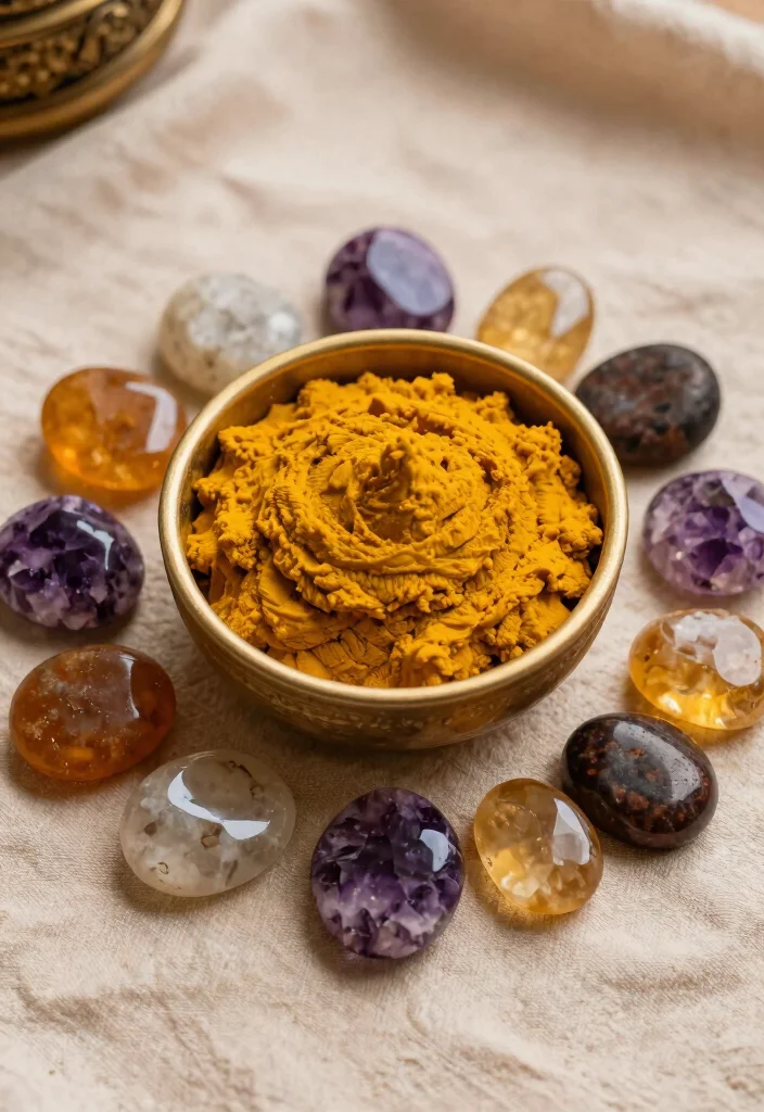 10 Haldi Bowl Decoration Ideas Using Flowers and Bright Colors - 9. Unique Stones and Crystals as Accents 1