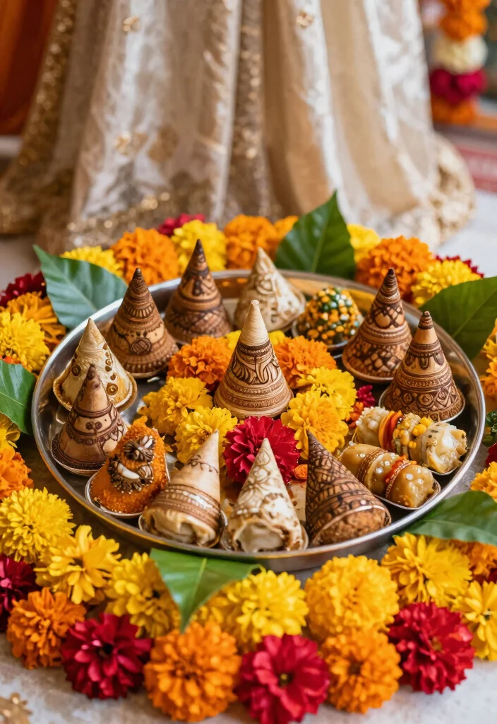 10 Mehndi Thali Decoration Ideas with Traditional Floral Style - 1. Vibrant Marigold Ensemble 1