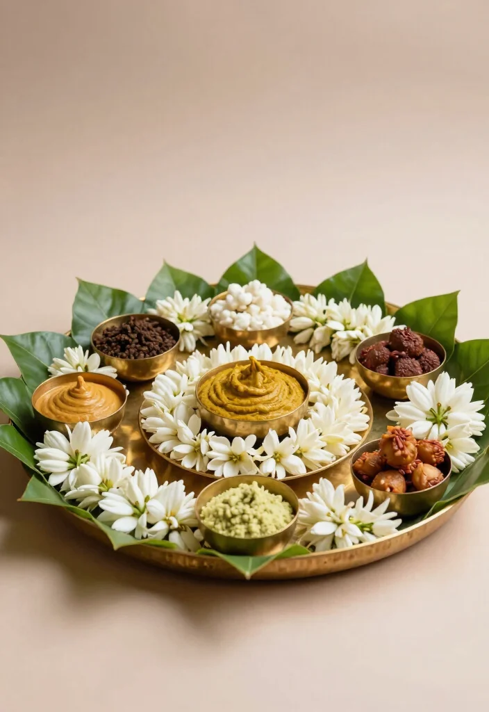 10 Mehndi Thali Decoration Ideas with Traditional Floral Style - 2. Ethereal Jasmine Touch 1