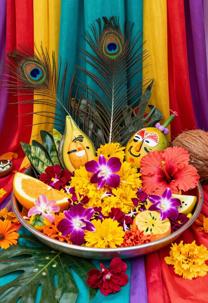 10 Mehndi Thali Decoration Ideas with Traditional Floral Style - 3. Tropical Flower Fantasy 1