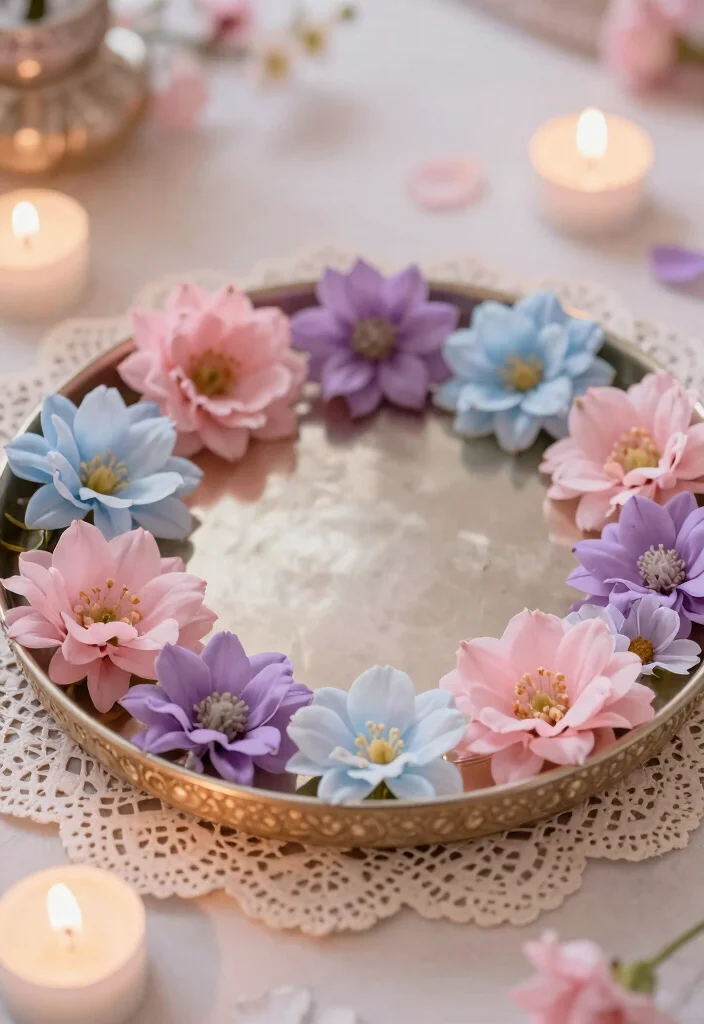 10 Mehndi Thali Decoration Ideas with Traditional Floral Style - 5. Pastel Perfection 1