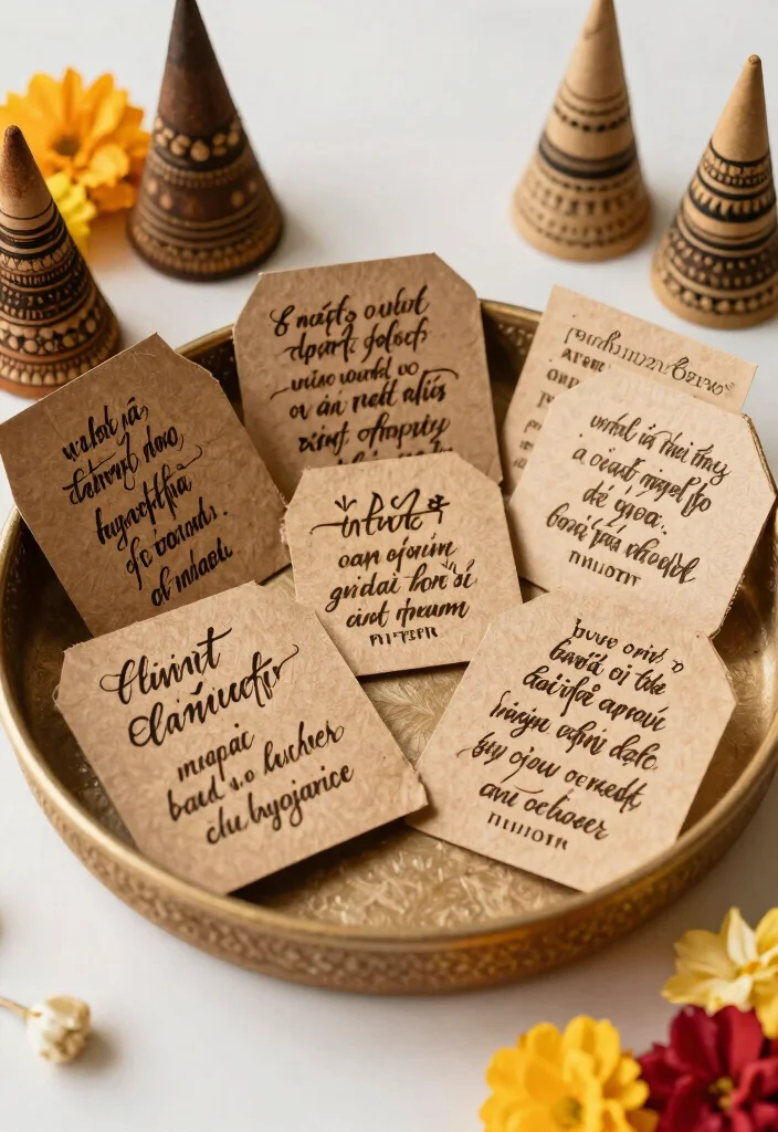 10 Mehndi Tray Decoration Ideas with Colorful Festive Details - 10. Calligraphy and Signage: Artistic Flourish 1