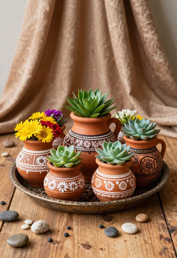 10 Mehndi Tray Decoration Ideas with Colorful Festive Details - 4. Terracotta and Natural Elements: Earthy Charm 1