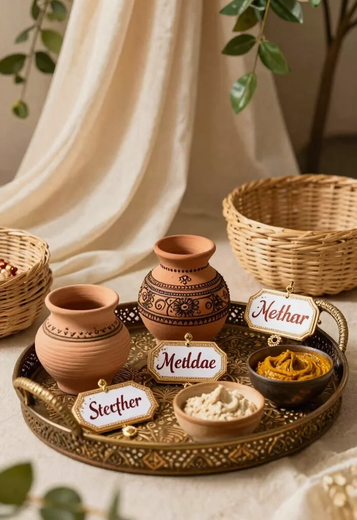 10 Mehndi Tray Decoration Ideas with Colorful Festive Details - 7. Handcrafted Elements: Personalized Touch 1