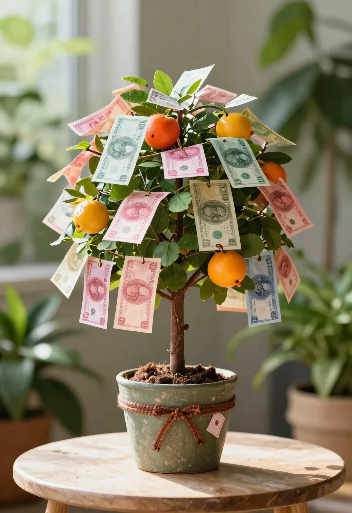 10 Money Gift Ideas for Weddings That Feel Thoughtful 67 10 Money Gift Ideas for Weddings That Feel Thoughtful - 7. Handmade Cash Gift Tree 1
