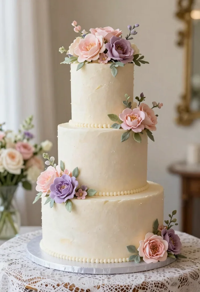 10 Three Tier Wedding Cake Ideas That Feel Classic and Timeless 23 10 Three Tier Wedding Cake Ideas That Feel Classic and Timeless - 3. Floral Elegance in Pastel Tones 1