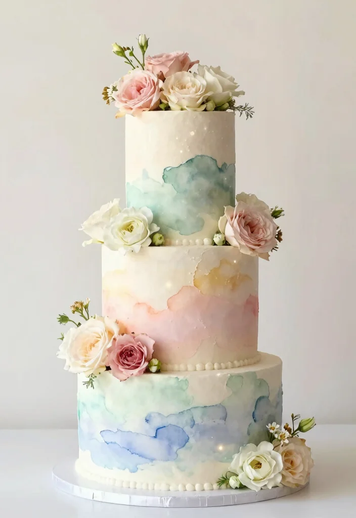 10 Three Tier Wedding Cake Ideas That Feel Classic and Timeless 67 10 Three Tier Wedding Cake Ideas That Feel Classic and Timeless - 7. Artistic Watercolor Effect 1
