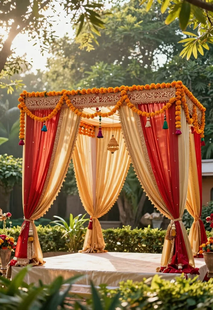 10 Totto Decoration Ideas with Creative Cultural Touches - 2. Indian Mandap Setup 1