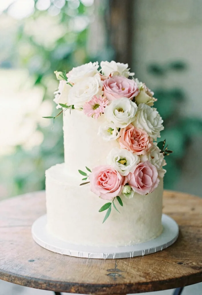 10 Two Tier Wedding Cake Ideas Perfect for Small Celebrations - 5. Floral Fantasy 1