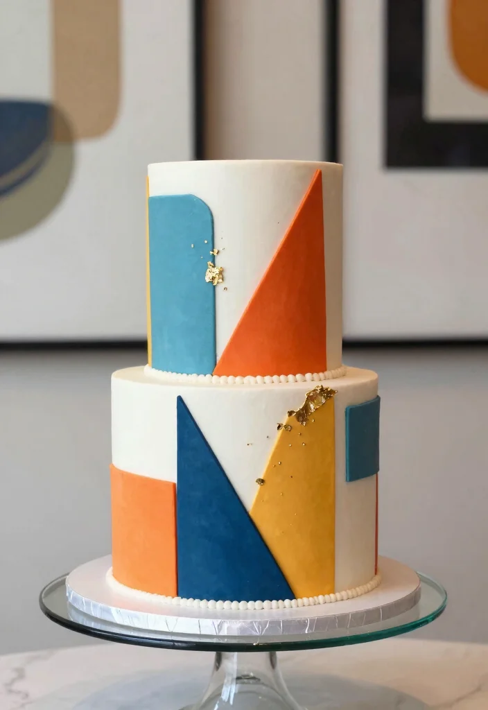 10 Two Tier Wedding Cake Ideas Perfect for Small Celebrations - 6. Modern Geometric Designs 1
