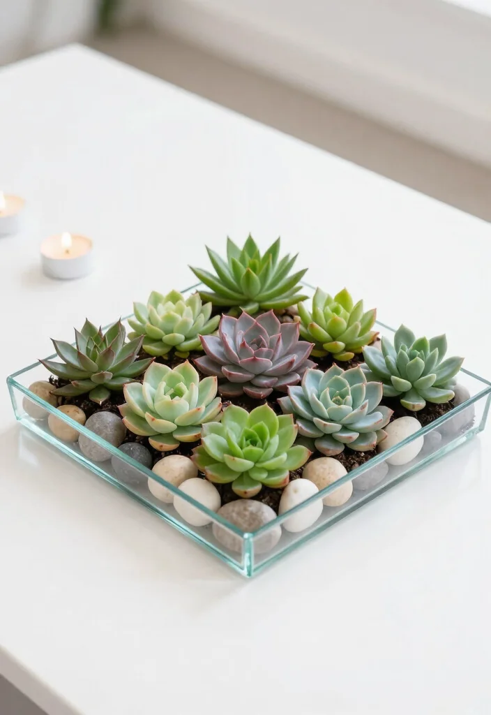 10 Wedding Tray Decoration Ideas That Look Elegant and Meaningful - 2. Elegant Glass Tray with Succulents 1
