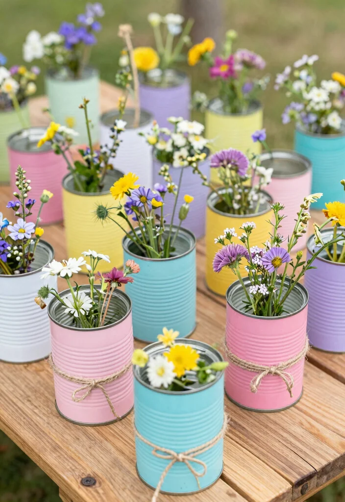 10 Wedding Tray Decoration Ideas That Look Elegant and Meaningful - 3. Upcycled Tin Can Tray 1