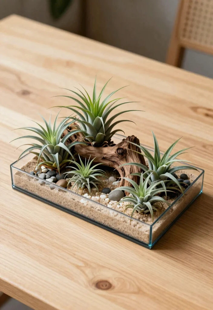 10 Wedding Tray Decoration Ideas That Look Elegant and Meaningful - 6. Terrarium Tray with Air Plants 1