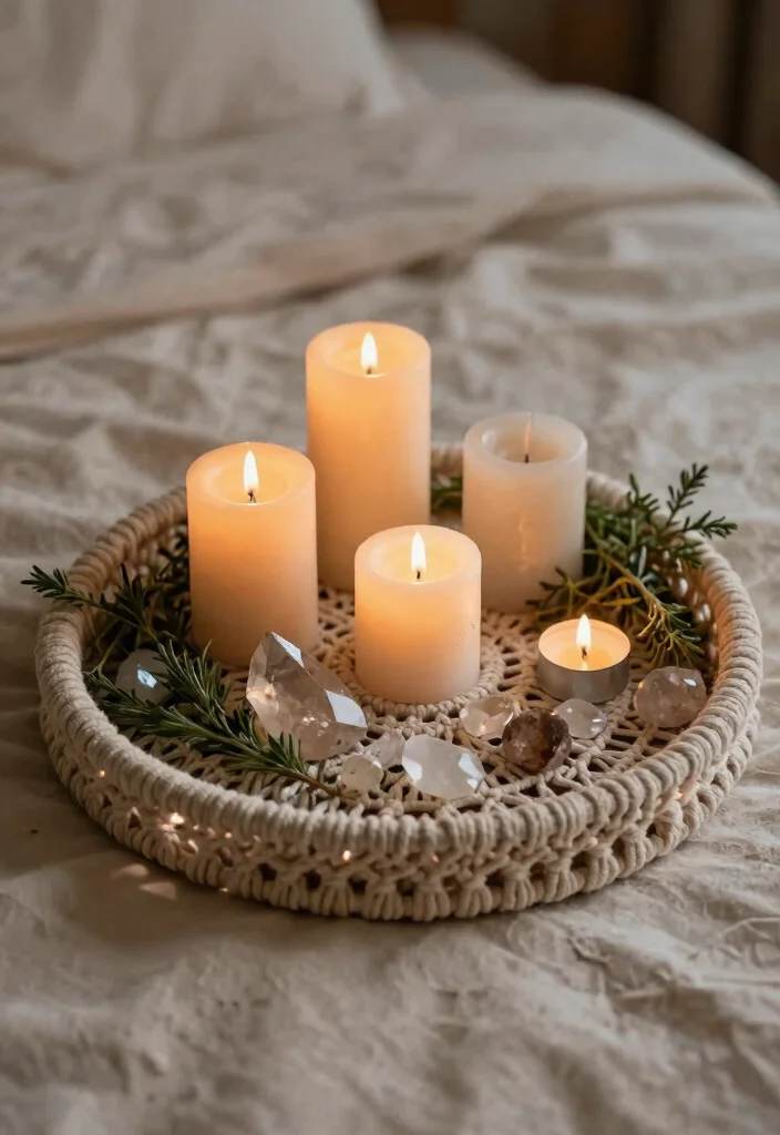 10 Wedding Tray Decoration Ideas That Look Elegant and Meaningful - 7. Boho-Chic Tray with Macramé Accents 1