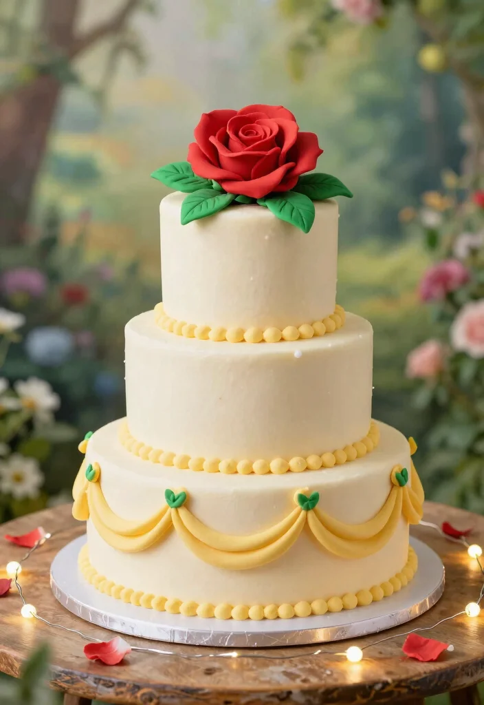 12 Disney Princesses Cake Ideas Kids Will Love for a Magical Party 1 12 Disney Princesses Cake Ideas Kids Will Love for a Magical Party - 1. Belle’s Enchanted Rose Cake 1