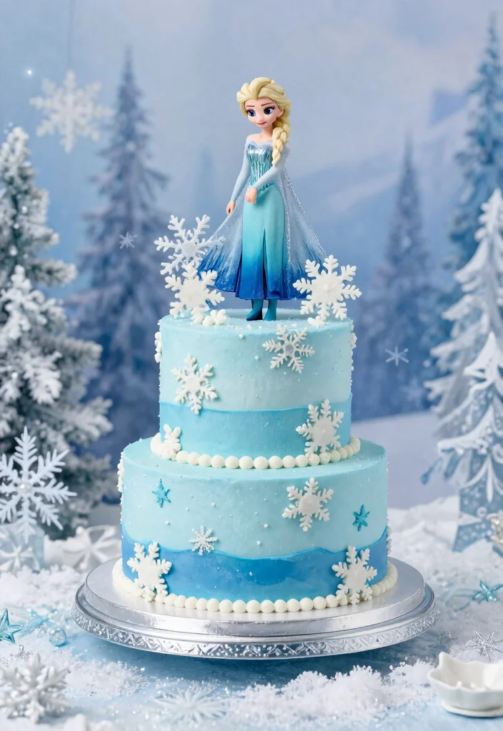 12 Disney Princesses Cake Ideas Kids Will Love for a Magical Party 100 12 Disney Princesses Cake Ideas Kids Will Love for a Magical Party - 10. Elsa’s Frozen Wonderland Cake 1